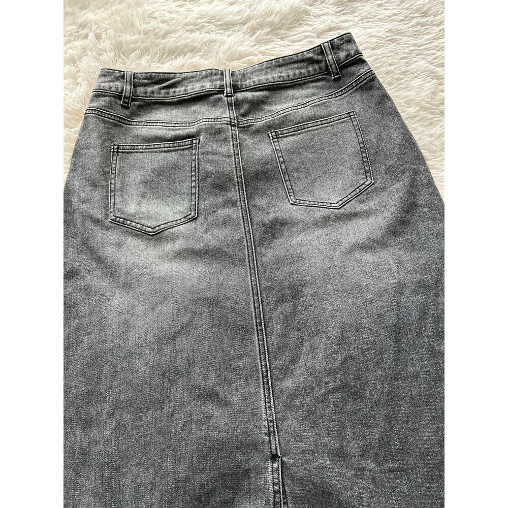 Urban Revivo Grey Denim Midi Skirt US 8 Vintage Style - Picture 4 of 8